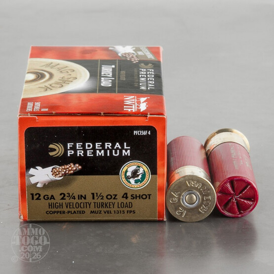 100rds - 12 Gauge Federal Mag-Shok 2 3/4" 1 1/2oz. #4 Turkey Load