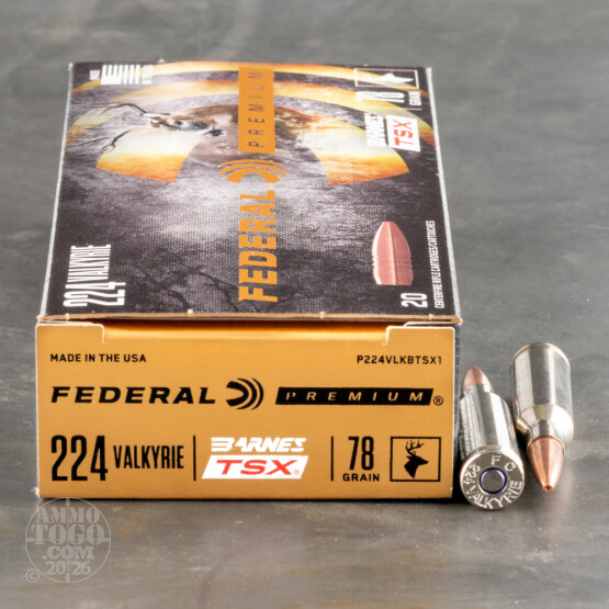 20rds – 224 Valkyrie Federal 78gr. Barnes TSX Ammo