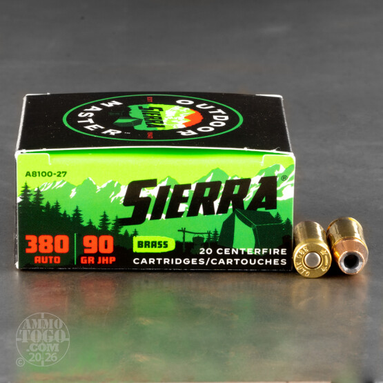 20rds – 380 Auto Sierra Outdoor Master 90gr. JHP Ammo