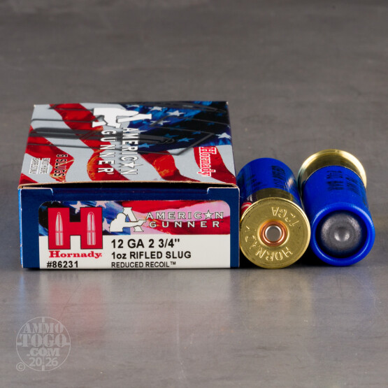 5rds – 12 Gauge Hornady American Gunner Reduced Recoil 2-3/4" 1oz. Rifled Slug Ammo