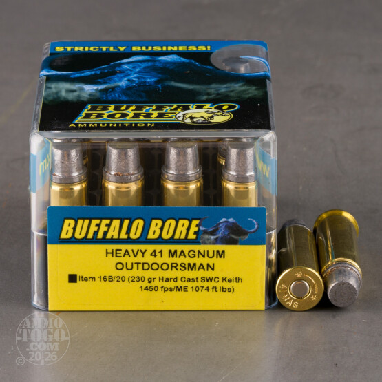 20rds - 41 Mag Heavy Buffalo Bore 230gr. Keith Ammo