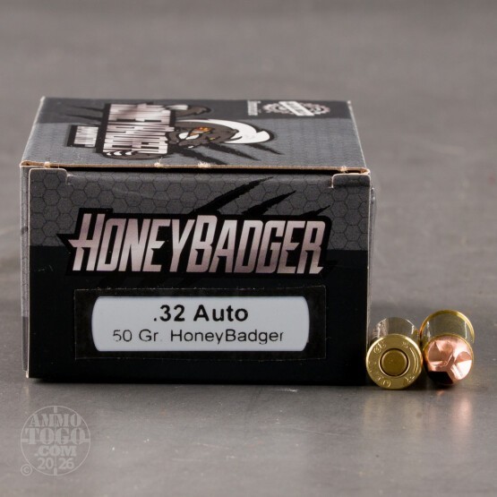 20rds – 32 ACP Black Hills 50gr. HoneyBadger Ammo