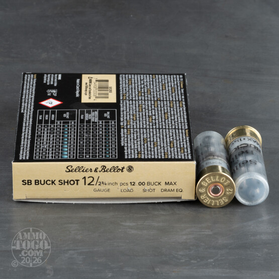 250rds - 12 Gauge Sellier & Bellot 2 3/4" 12 Pellet 00 Buckshot