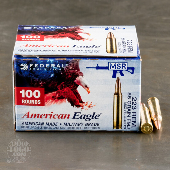 500rds – 223 Rem Federal American Eagle 55gr. FMJBT Ammo