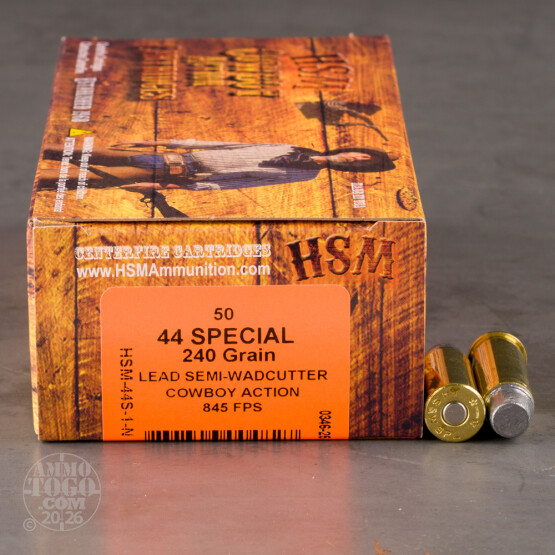 50rds – 44 Special HSM Cowboy Action 240gr. LSWC Ammo