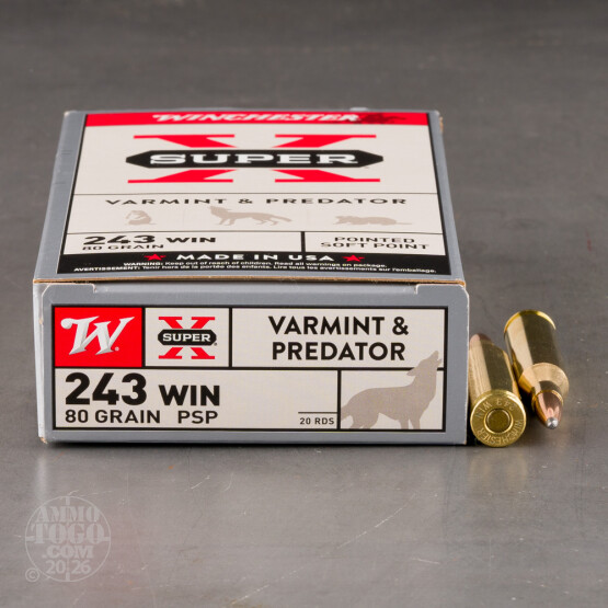 200rds – 243 Win Winchester Super-X 80gr. JSP Ammo