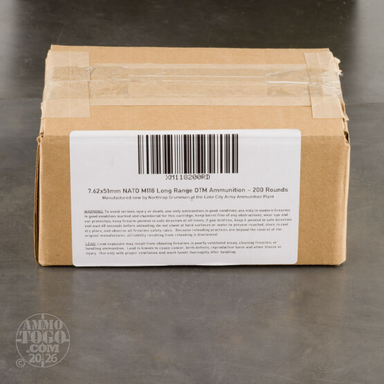 7.62x51mm - 175gr HPBT XM118 Long Range  - Lake City - 200 Rounds Loose