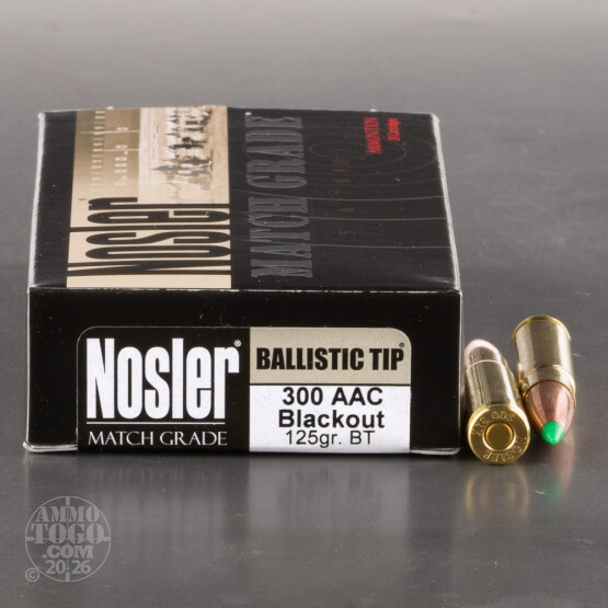 20rds - 300 AAC BLACKOUT Nosler Match Grade 125gr. Ballistic Tip Ammo