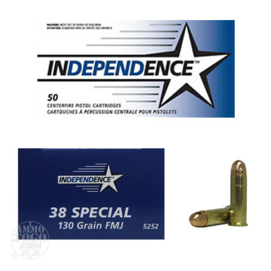 38 Special 130gr FMJ Independence Ammo For Sale