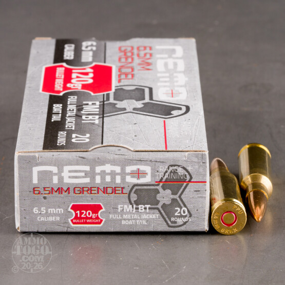 20rds – 6.5 Grendel Nemo Arms 120gr. FMJBT Ammo