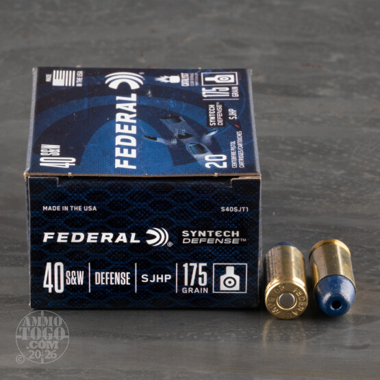 20rds – 40 S&W Federal Syntech Defense 175gr. SHP Ammo