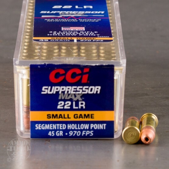 100rds – 22 LR CCI Suppressor Max 45gr. SHP Ammo