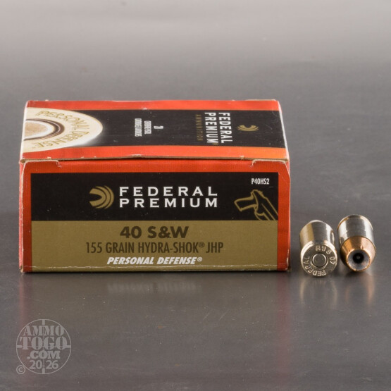 20rds - 40 S&W Federal Hydra-Shok 155gr. HP Ammo