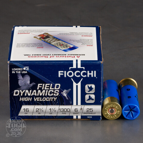 250rds – 16 Gauge Fiocchi 2-3/4" 1-1/8oz. #6 Shot Ammo