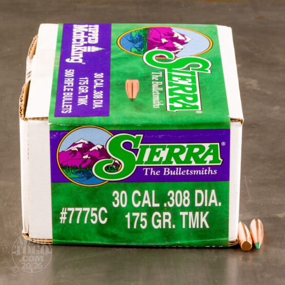 500pcs - 30 Cal .308" Dia Sierra Tipped MatchKing 175gr. PT Bullets
