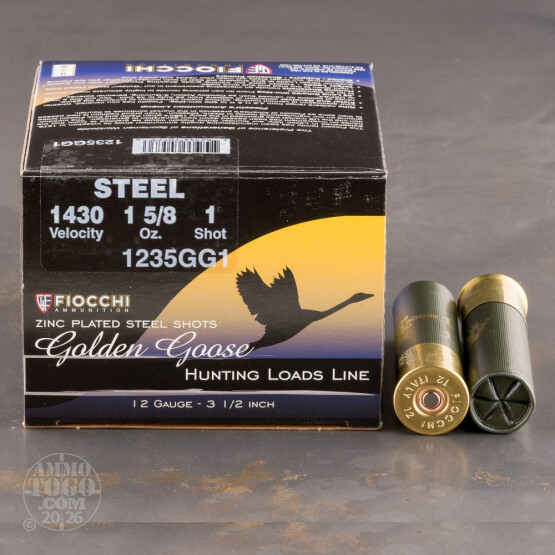 25rds - 12 Ga. Fiocchi Golden Goose 3 1/2" 1 5/8oz. #1 Steel Shot