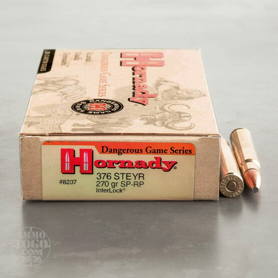20rds - 376 Steyr Hornady Custom 270gr. Interlock Spire Point Ammo