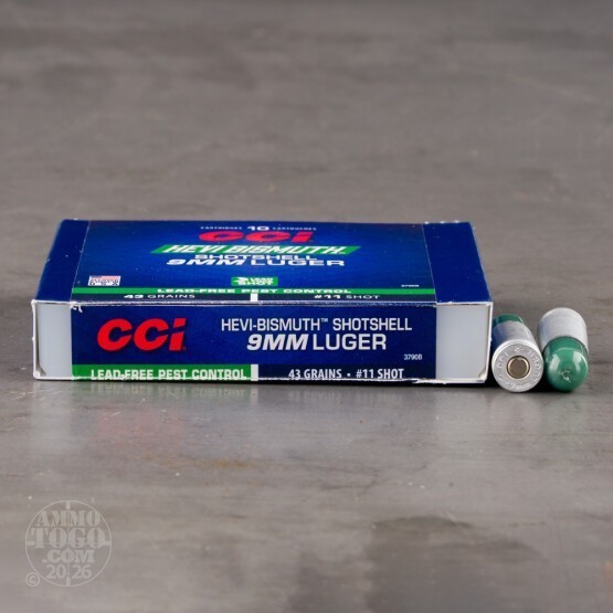 10rds – 9mm CCI Pest Control 43gr. #11 Bismuth Shot Ammo
