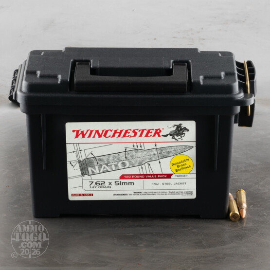 7.62 NATO - 147 Grain FMJ - Winchester (Ammo Can) - 120 Rounds