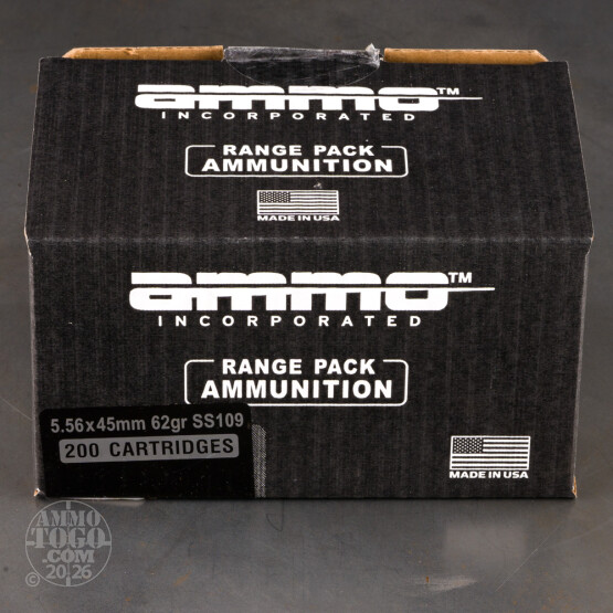 200rds – 5.56x45 Ammo Inc. 62gr. FMJ SS109 Ammo