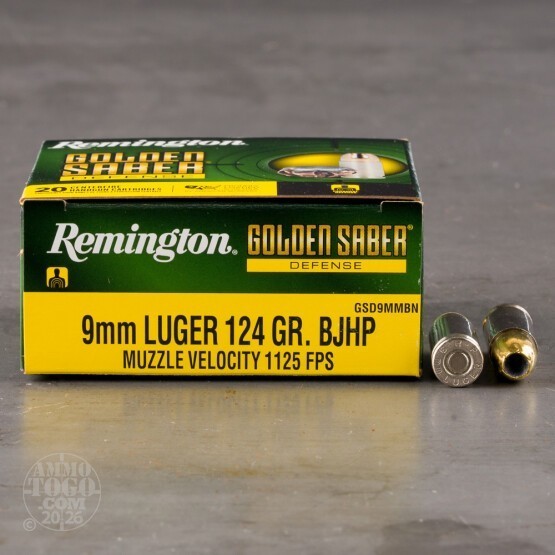 20rds – 9mm Remington Golden Saber 124gr. BJHP Ammo