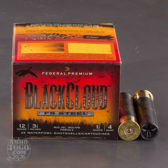 25rds - 12 Ga. Federal Blackcloud 3 1/2" 1 1/2oz #4 Steel Shot