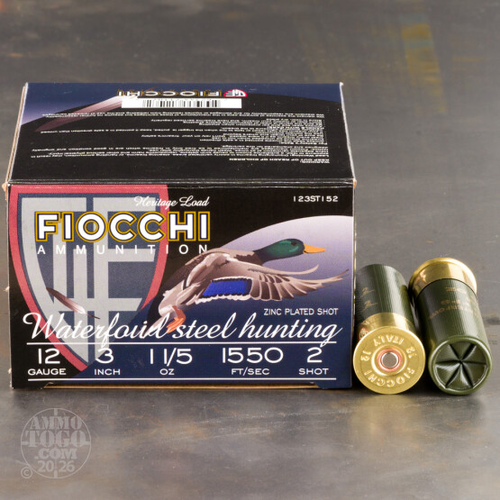 25rds – 12 Gauge Fiocchi 3" 1-1/5oz. #2 Steel Shot Ammo