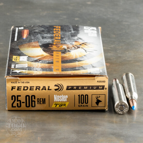 20rds - 25-06 Rem. Federal Vital-Shok 100gr. Nosler Ballistic Tip Ammo