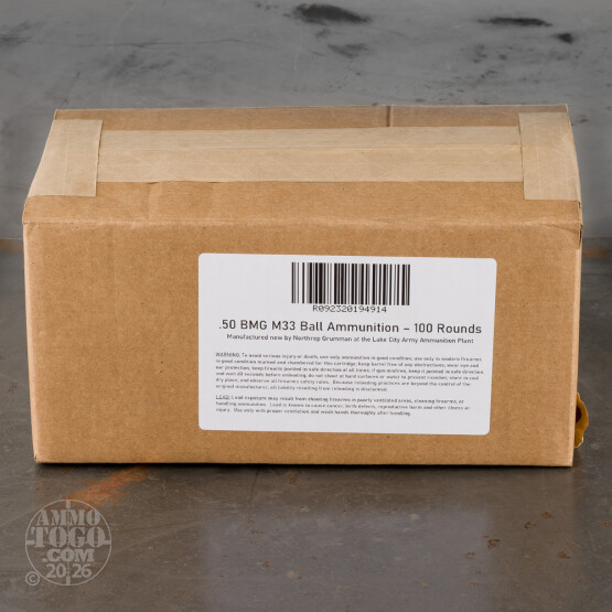100rds – 50 BMG Lake City 660gr. FMJ M33 Ammo