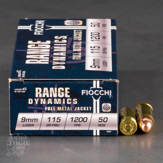 50rds - 9mm Fiocchi 115gr. FMJ Ammo