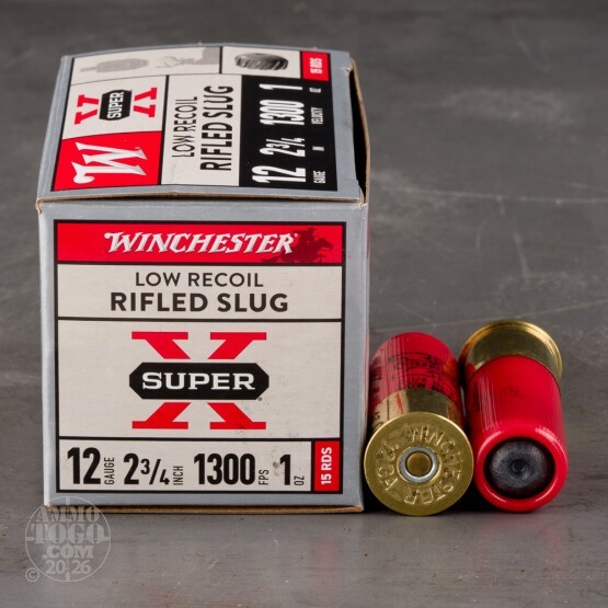 15rds – 12 Gauge Winchester Super-X Low Recoil 2-3/4" 1oz. HP Rifled Slug Ammo
