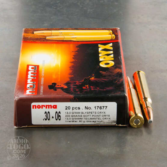 20rds - 30-06 Norma Oryx 200gr. Bonded Soft Point Ammo