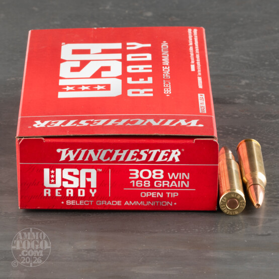 200rds – 308 Win Winchester USA Ready 168gr. Open Tip Ammo