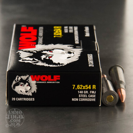 500rds - 7.62x54R Wolf 148gr. FMJ Ammo