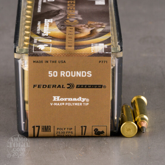 50rds - 17 HMR Federal 17gr. Hornady V-Max Ammo