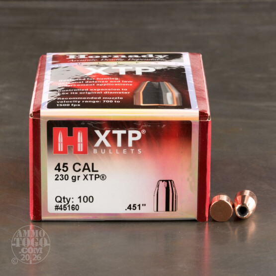100pcs - 45 ACP Hornady 230gr. XTP Bullets