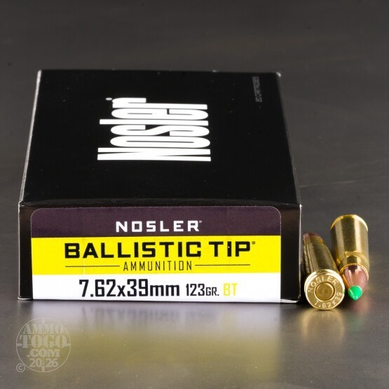 20rds – 7.62x39 Nosler 123gr. Ballistic Tip Ammo