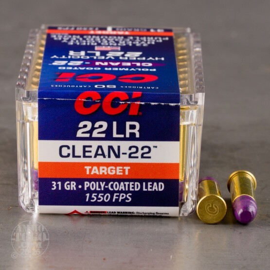 50rds – 22 LR CCI Clean-22 Hyper Velocity 31gr. Poly-Coated LRN Ammo