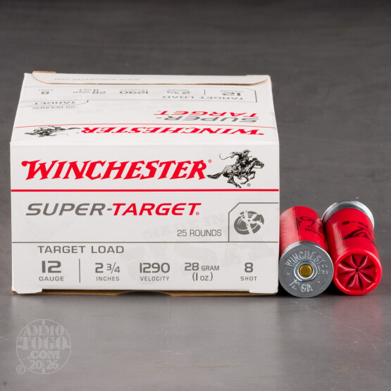 250rds – 12 Gauge Winchester Super Target 2-3/4" 1oz. #8 Shot Ammo
