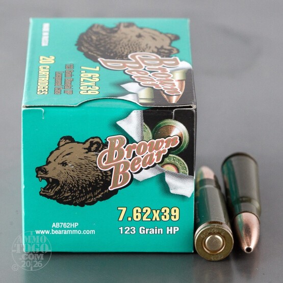 20rds – 7.62x39 Brown Bear 123gr. HP Ammo