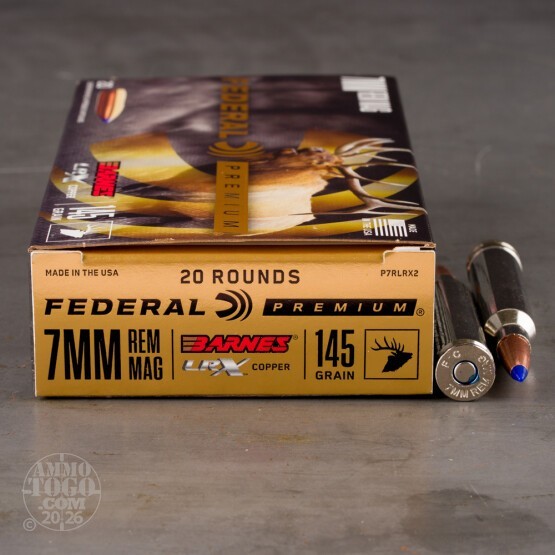 20rds – 7mm Rem Mag Federal 145gr. LRX Ammo