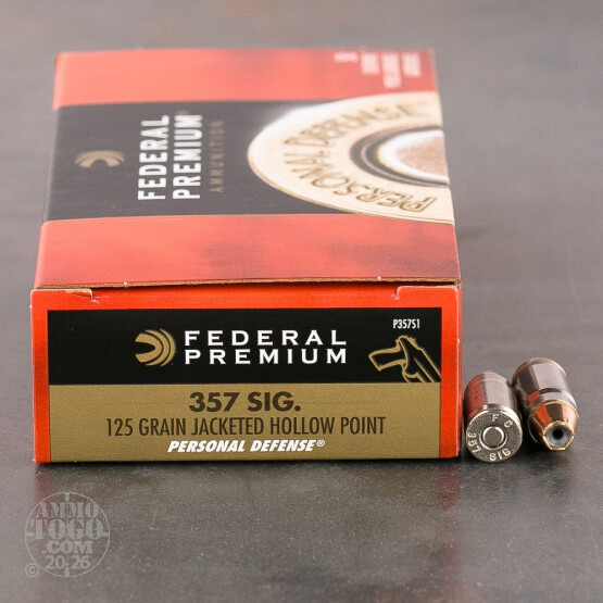 50rds – 357 SIG Federal Personal Defense Hydra-Shok 125gr. JHP Ammo