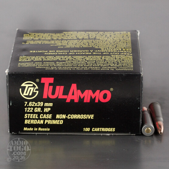 1000rds – 7.62x39 Tula Cartridge Works 122gr. HP Ammo