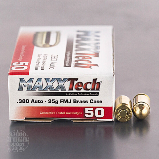 50rds – 380 Auto Pobjeda MAXXTech 95gr. FMJ Ammo