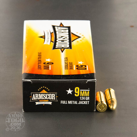 50rds – 9mm Armscor Precision 124gr. FMJ Ammo