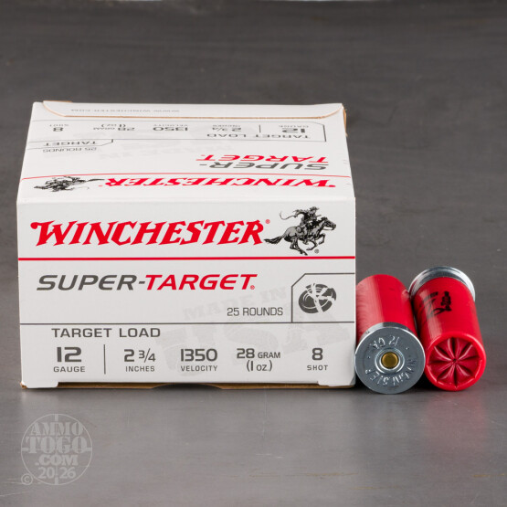 250rds – 12 Gauge Winchester Super Target 2-3/4" 1oz. #8 Shot Ammo