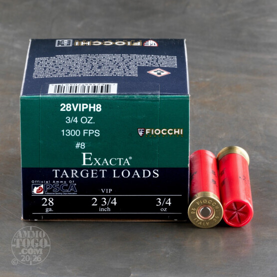 250rds – 28 Gauge Fiocchi 2-3/4" 3/4oz. #8 Shot Ammo