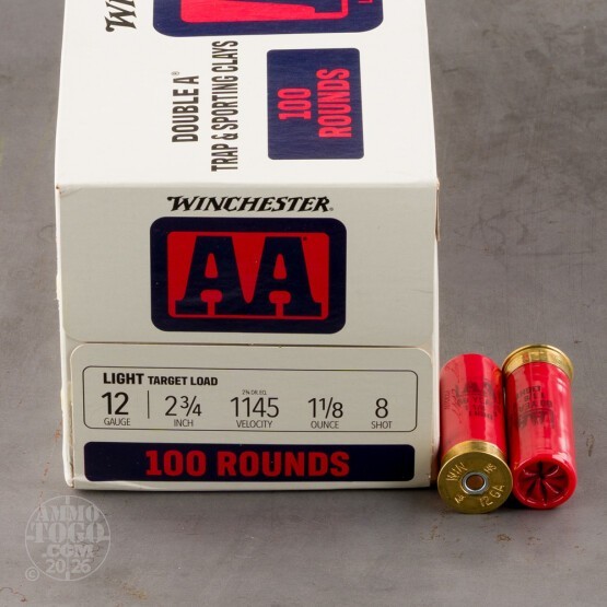 100rds – 12 Gauge Winchester AA 2-3/4" 1-1/8oz. #8 Shot Ammo