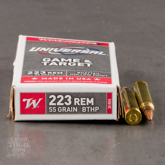 20rds – 223 Rem Winchester Universal Game & Target 55gr. BTHP Ammo