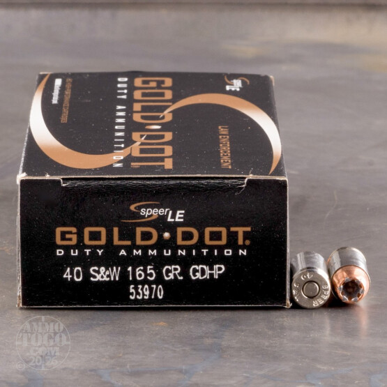 50rds – 40 S&W Speer LE Gold Dot 165gr. JHP Ammo